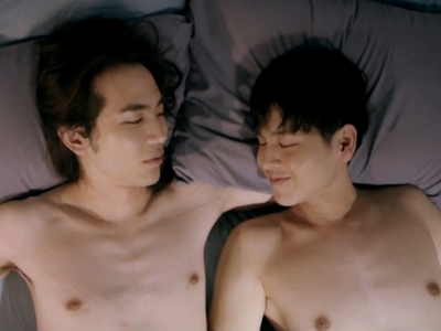 James and Ait get shirtless in bed in Episode 6.