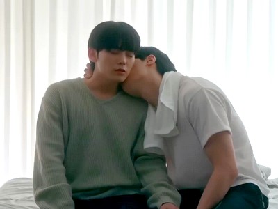 Jeongwoo kisses Hangyeol's neck.