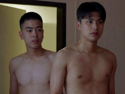 Pob and Dew come out of the bathroom shirtless.