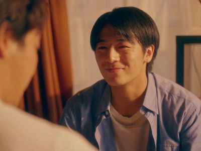 Shiono looks happy during the home meal.