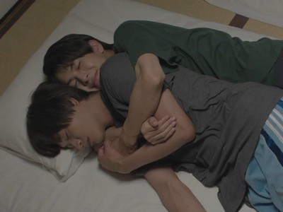 Koichi hugs Mitsuru for warmth.