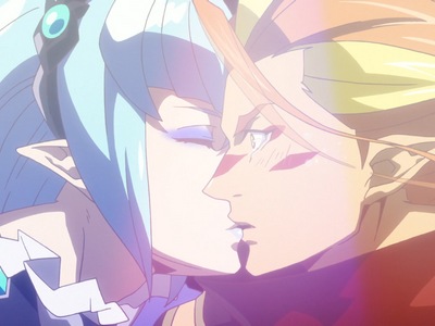 Homura and Uruu share a kiss in the Fairy Ranmaru ending.