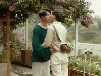 Van and Nhat kiss in the Follow My Sunshine happy ending.