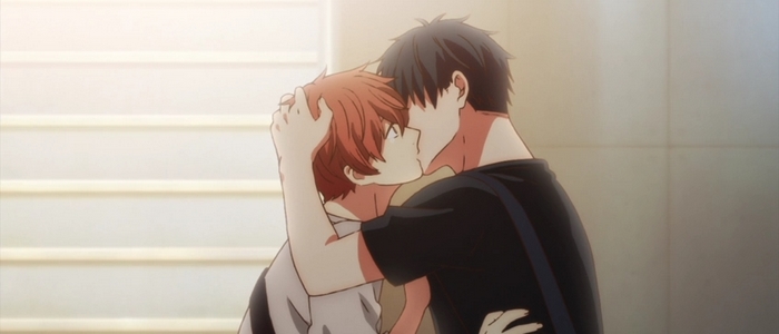 Uenoyama kisses Mafuyu after his big musical performance in Episode 9.