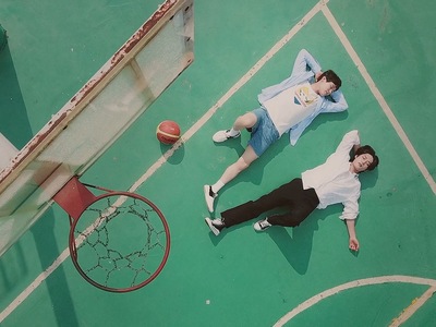 Jun Ho and Min Hyun have fun playing basketball in Kissable Lips Episode 2.
