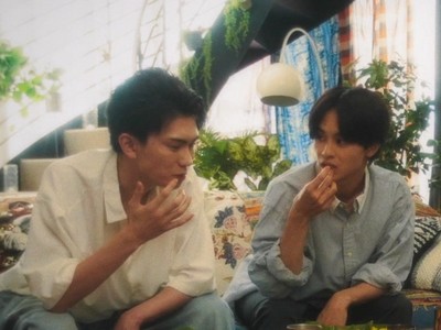 He and I live together.