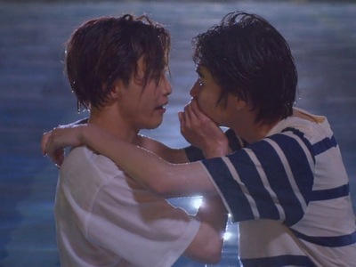 Minato and Shin almost share their first kiss by the school's swimming pool.