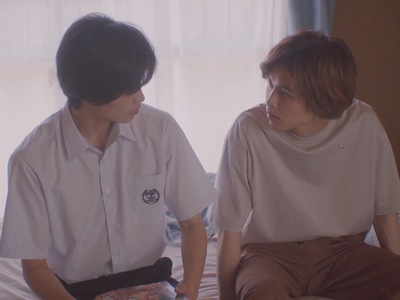 Minato and Shin spend alone time in the bedroom.