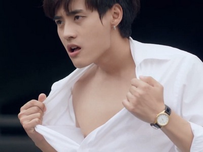 Park rips open his shirt during the music video.