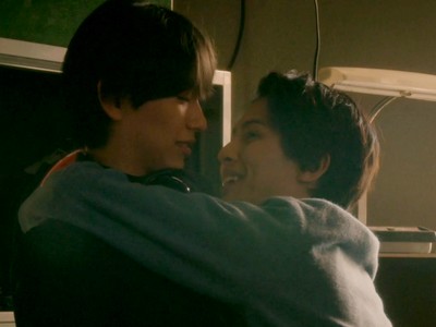 Ryo and Hikari have a friendly hug.