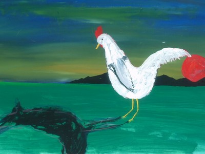Yamazaki's story contains a rooster scared of his shadow.