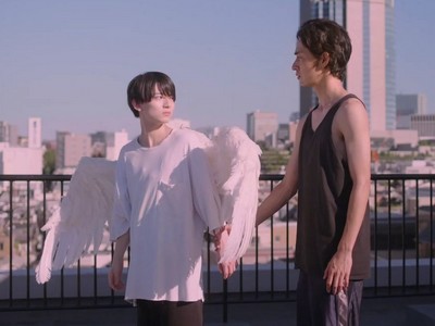 Kouki grabs onto his angel.