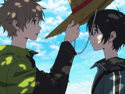 Shun and Mio do end up together in the end, so there's a happy ending.