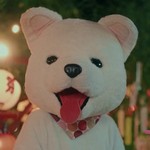 Mayama dresses up in a dog mascot costume.