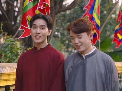 Trong and Hoang celebrate the holidays.