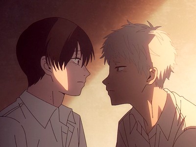 Yoshiki and Hikaru look at each other.